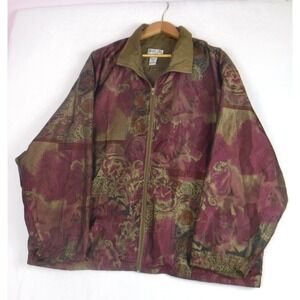 Vintage Pacific Cove Windbreaker Full Zip Jacket Women's 2X Floral Artsy Grandma